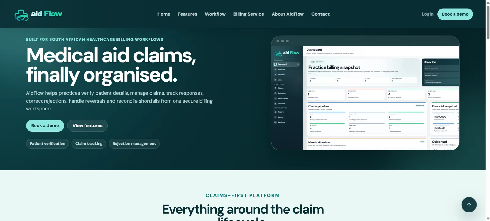 AidFlow healthcare billing platform