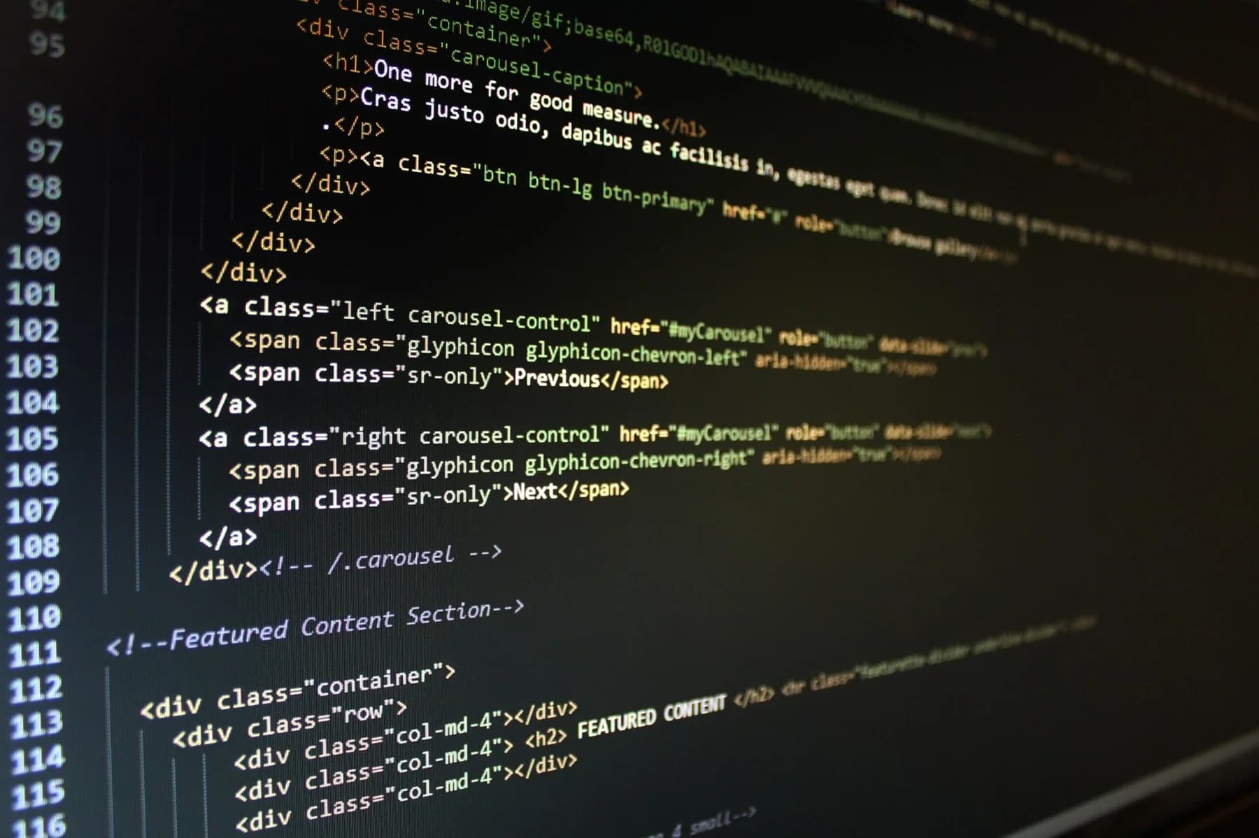 Software engineering code on screen